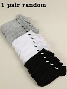 1/15/30 Pairs Unisex Cartoon Pattern Solid Color Boat Socks, Invisible Socks, Sports Socks, Basic Minimalist Breathable Soft Comfortable Fashion Versatile Socks, Couple Style, Suitable For Daily Or Outdoor Casual Wear - Multicolor - View 12