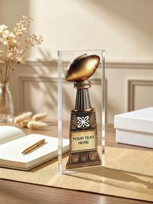1pc Custom Fantasy Football Trophy, Personalized Style Award, Custom Logo & Text, Clear Acrylic Encased Champion Keepsake, Football Championship Award, Football Team Keepsake, Football Season Winner Trophy - Multicolor - View 5
