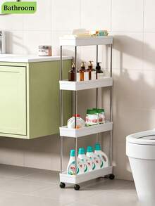 1-Piece Set Slim Storage Cart 4 Tier,Bathroom Organizer Rolling Utility,Mobile Shelving Unit Slide Out For Office, Kitchen, Laundry Room & Narrow Places - Multicolor - View 6