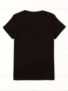 Camisetas Gráficas Elegantes para Mujer, Regalo, Estampado Colorido de Cactus en Maceta, Cuello Redondo, Primavera Verano Otoño, Manga Corta, Camiseta Moderna para Sesiones de Fotos, Viajes al Trabajo, Vacaciones, Uso Diario, Estilo Retro Versátil, 100% Algodón Y2k Camiseta Camisa De - Negro - Ver 2