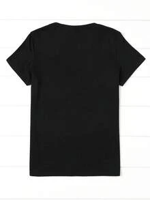 Sommar Toppar Dam 2026 Comic Cool Pattern Print+ Short Sleeve+ Round Neck T-Shirt Addio Al Nubilato - Black - View 2