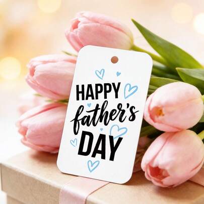 50Pcs Happy Father's Day Gift Tags With Hemp Rope, Paper Hanging Labels For Father's Day Gifts, Party Favors, Present Wrapping & DIY Crafts