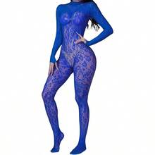 Womens Lace Leopard Jumpsuit Rave Outfits Women Fishnet Bodysuit Lingerie Mesh Bodystocking - Nhiều màu - Xem 5