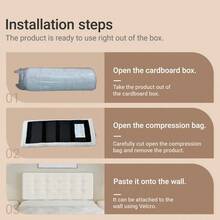 Peel & Stick Upholstered Headboard Twin Size - Easy Self-Adhesive Fabric Headboard With Soundproof Wall Panels - Channel Tufted, Wall Mounted, No Tools Installation For Bedroom(Beige) - 米色 - 查看 6