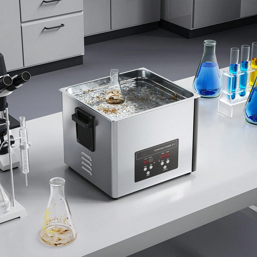 15 L Ultraschallreiniger, professionelle Ultraschallreinigungsmaschine mit Reinigungskorb & Digitalanzeige, 240 W Edelstahl 40 kHz Industrielle Reinigungsmaschine für Teile Vergaser Instrumente - 15 l - Übersicht 1
