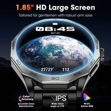 Hwagol Montre Connectée Homme 1.85"/710mAh/100+ Modes Sportifs, IP68 Étanche Montre Militaire Homme avec Appel Bluetooth, 24H Sommeil/Fréquence Cardiaque/Podomètre Smart Watch pour Android iOS - Noir - Voir 4