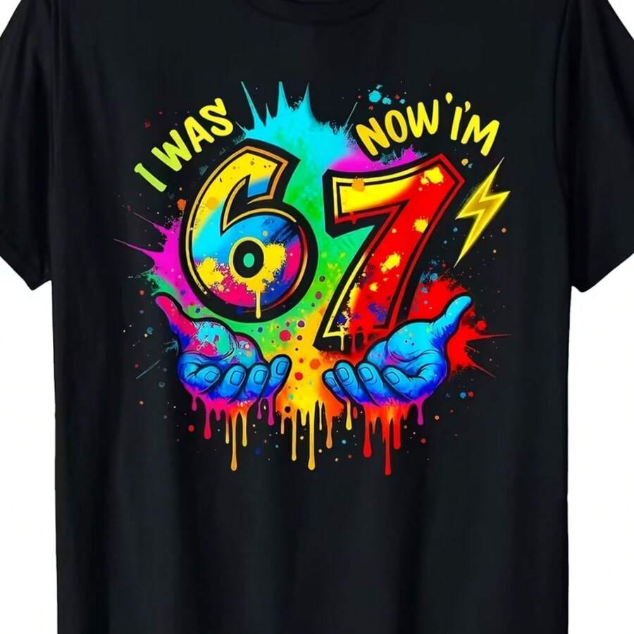 Printed T-Shirt For Men And Women - 黑色 - 查看 1