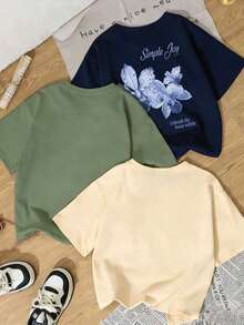 1camisetas de manga corta con cuello redondo y estampado floral minimalista y elegante de verano, versátil para uso diario y casual para mujeres en color rosa woman Todo tipo de impresiones, chaqueta, camiseta de cuello redondo, casual, para oficina, para viajar, muy popular, viento deportivo, estampado/patrón, camiseta de algodón 100%, camiseta casual, cómoda, suave, transpirable The latest popular bestseller - Negro - Ver 2