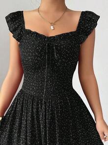 Vestido elegante con estampado floral para mujer de verano - Negro 2 - Ver 5
