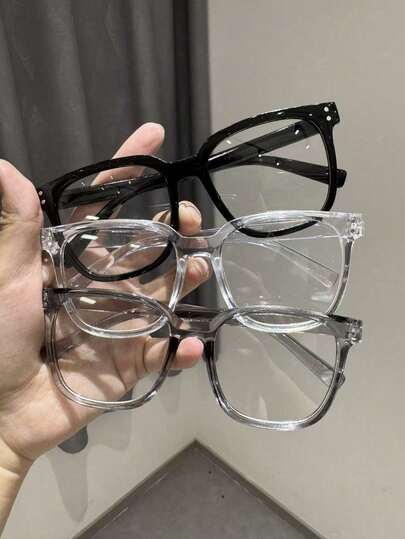 3 piezas de gafas de montura cuadrada para uso diario, adecuadas tanto para hombres como para mujeres. Con un diseño de estilo universitario, estas gafas pueden realzar la forma de tu rostro.