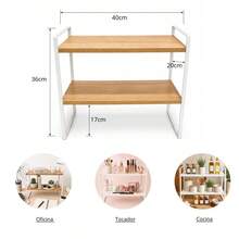 1 Pz Desk Organizer Shelf 2 Levels Multipurpose Resistant Back To School - Camel - View 2