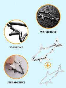 3D Metal Car Sticker, Simple & Practical Multifunctional Shark Badge Sticker, Car/Motorcycle Fuel Tank Cover Decor Logo Auto Accessories, Suitable For All Vehicle Exterior Stickers - A - View 3