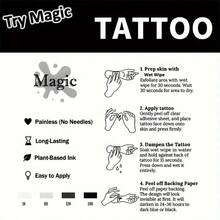 1pc Temporary Tattoo For Men, Herbal Ink, Cool Chinese Text & Gothic Pattern Design, Waterproof & Sweat-Proof, Lasts 7-14 Days, Suitable For Young Men - Halloween - View 6