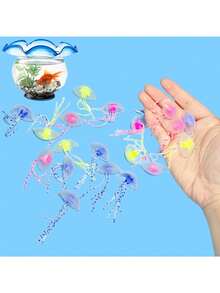 3pcs Glow-In-The-Dark Realistic Jellyfish Aquarium Decor - Multi-Color Luminous Floating Aquatic Ornaments, Swaying Tentacles, Fish-Friendly Material, Professional Underwater Landscaping Accessories - A - View 9
