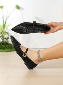 New Spring/Autumn Low Vamp Soft Bottom Loafers, Pointed Toe Versatile Flat Shoes For Women - Black - View 12