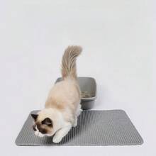 1.2厘米厚防水猫砂垫，双层可水洗猫砂收集垫，适用于小型、中型和大型猫砂盆 - 灰色 - 查看 9