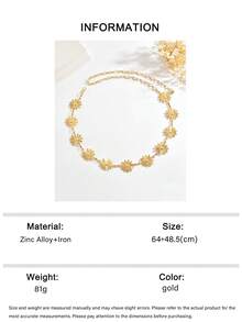 1pc Vintage Personalized Fashion Metal 3D Daisy Flower Patchwork Waist Decoration, Minimalist Versatile Sexy Floral Waist Chain Suitable For Women Daily, Holiday, Party Wear - Gold - View 8
