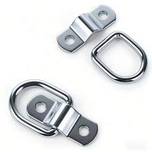 4 pièces/set Sangles d'arrimage de conteneur et sangles d'arrimage de fret - Anneaux en D montés en surface. Comprend 4 anneaux en D robustes et plaques de montage avec 8 vis. Convient pour les camions à caisse, les remorques, les bateaux et l'arrimage de fret de véhicule | Accessoires de quincaillerie. - Argent - Voir 5