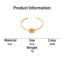1pc Summer Fashion New Luxury Minimalist 3D Realistic Solid Floral Ball Bangle Bracelet For Women - Yellow Gold - View 6