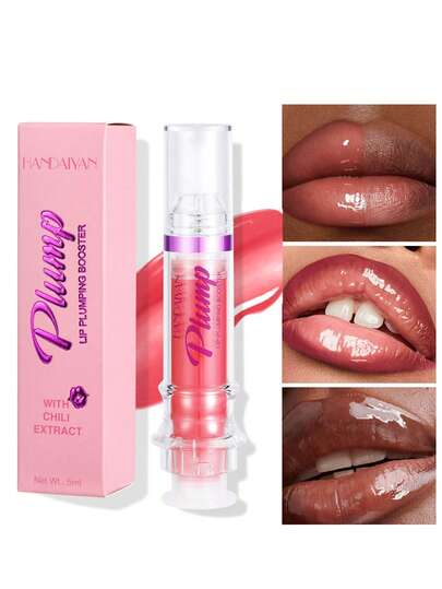 Hydrating Lip Plumping Booster Lip Care Oil - 6 Shades, Hydrating & Nourishing Formula, Moisturizes Dry Lips, Smooths Fine Lines For Soft, Healthy-Looking Lips, Long-Lasting Glossy Finish