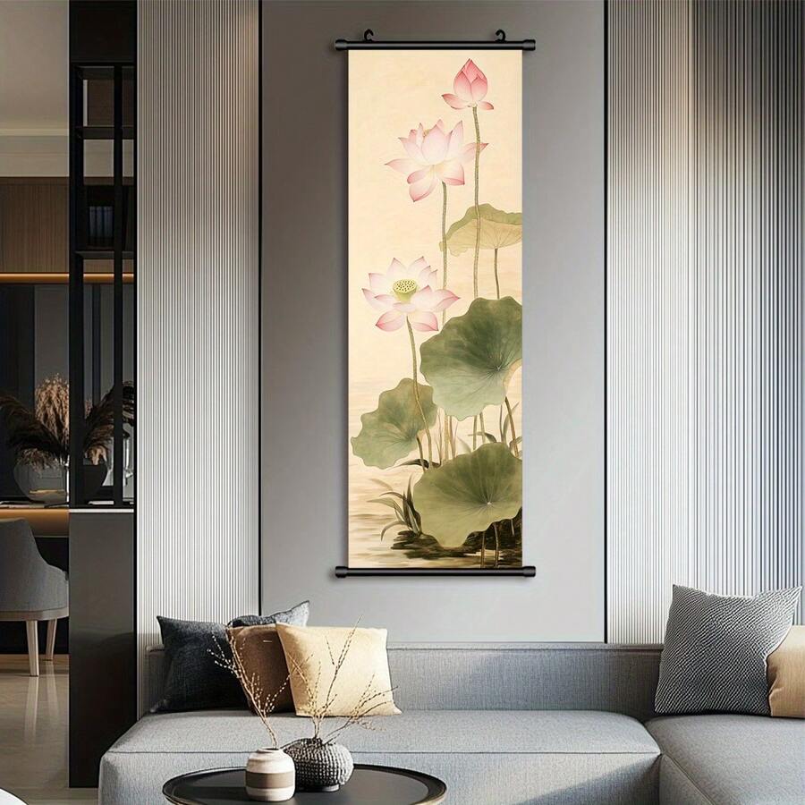 2D平面 2D平面 1件精美手工無框傳統中國卷軸畫,蓮花主題,非常適合客廳家居裝飾。這款裝飾藝術畫布海報是送給朋友的絕佳禮物,適用於室內和 - 卡通 - 查看 1