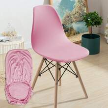 Funda elástica de cobertura total para silla, funda de silla de unicolor suave para todas las estaciones - Rosa - Ver 2