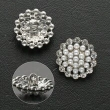 10pcs 2.1cm Faux Pearl Rhinestone Buttons Stylish Shiny Metal Shank Buttons For Clothing Sewing Dress Coat Sweater DIY Accessories - A - View 5