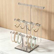 1pc Transparent Acrylic Jewelry Organizer Rack, Dual-Function As Bracelet Holder, Suitable For Necklaces, Rings, Watches Display And Jewelry Storage, Home Decor - Multicolor - View 2