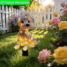 1 pièce Décoration de jardin plate illuminée en 2D en forme de chien, décoration de jardin, pelouse et potager pour l'extérieur, convient pour le jardin, la pelouse, les plantes en pot, les fêtes, cadeau pour les amis - A - Voir 3
