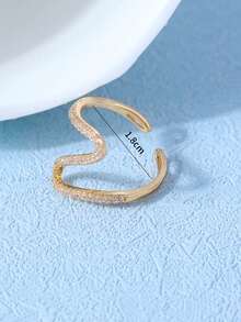 1 pieza Anillo minimalista de mujer con zirconia infinita brillante, adecuado para uso diario, bodas y fiestas - Dorado - Ver 3
