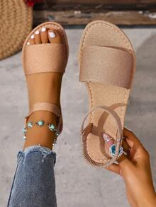 Summer New Floral White Sandals Comfortable Flat Shoes - Brown - View 2