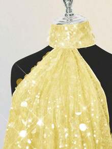 Vestido mini ajustado de cuello alto y espalda descubierta - Amarillo claro - Ver 4