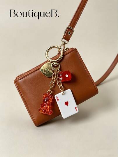 1pc Red Jelly Bear Bag Charms With Letter A Poker And Dice Accessories,Bag Charms For Purse,Purse Chain,Gifts For Women,Purse Charms,Bag Charms For Handbags,Purse Charms,Bag Accessories Charms,Purse Accessories,Cute Purse Charms For Handbags Designer,Purse Charms And Chains,Backpack Accessories