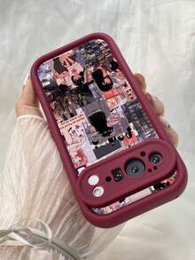 NR167 レトロアニメスタイル,対応するPixel 10 9 8 Pro 9A 8A ケース、対応するiPhone17 16 15 14 13 12 11 Pro Max 7 8 16 15 14 Plus 16e 17e 17 Air ケース、フルカメラ保護ソフト TPU ケース、キャンディカラーエンジェルアイラダーマットシリコン肌に優しいタッチフォンケースカバー（女性＆女の子向け） - バーガンディ - チェックする 3