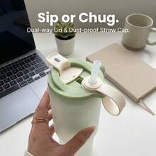 1个便携式水瓶，带茶漏和吸管，塑料材质，适用于牛奶、咖啡、茶等饮品，850毫升透明水杯，可重复使用，防漏设计，适合学生和成人使用，可用于学校、办公室、露营、野餐、旅行、徒步等场合。 - 彩色 - 查看 6