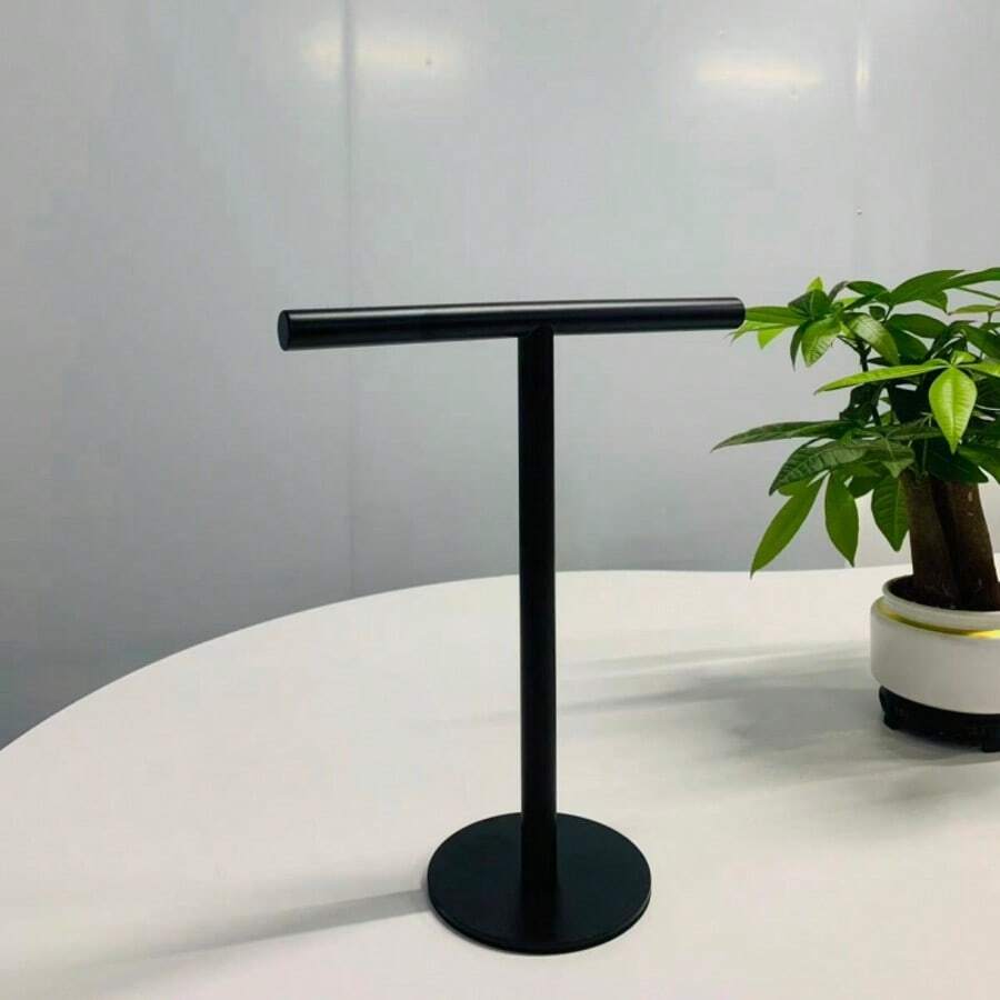 1个T型毛巾杆,独立式毛巾架,带重型底座,适用于浴室、厨房和台面,现代毛巾架,结构坚固耐用,浴室毛巾架 - T字毛巾架霧面 黑色 - 查看 1