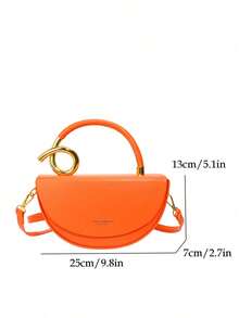 Women's Fashionable Solid Color Handbag Casual Versatile Crossbody Bag For Daily Commuting Party Date Shopping High-End Commuter Bag - Orange - View 7