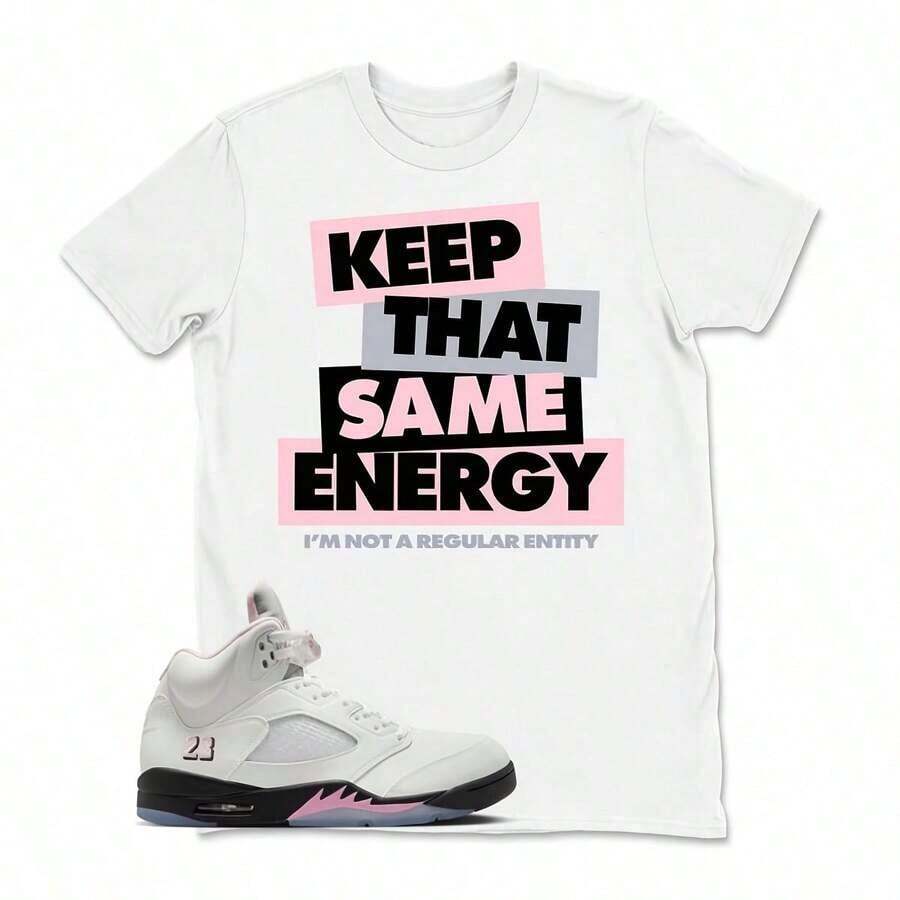Matching T-Shirt R 5 Soft Pink 5 - Sneaker T-Shirts That Convey The Same Energy, T-Shirt 5 Medm Soft Pink 35th Anniversary For Youth And Adults - 白色 - 查看 1