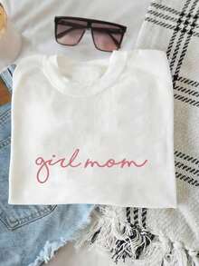 Embroidered "Boy Mom" T-Shirt - Unisex Crew Neck T-Shirt, Suitable For Mom's Busy And Comfortable Life | Mother's Day Gift T-Shirt For Women - 灰色 - 查看 3