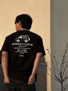 National Geographic "Go With The Flow" Unisex T-Shirt, Gift-Cozy Summer Essential & Casual Chic, Everyday Versatile, Summer Women's Short Sleeve, High Quality - màu đen - Xem 7