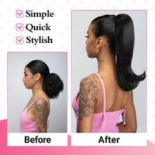 Women's Ponytail Clip-On Synthetic Hair Ponytail, High Heat-Resistant Fiber Hair, Chocolate Brown With Highlights, For Girls - Brown Highlight - View 5