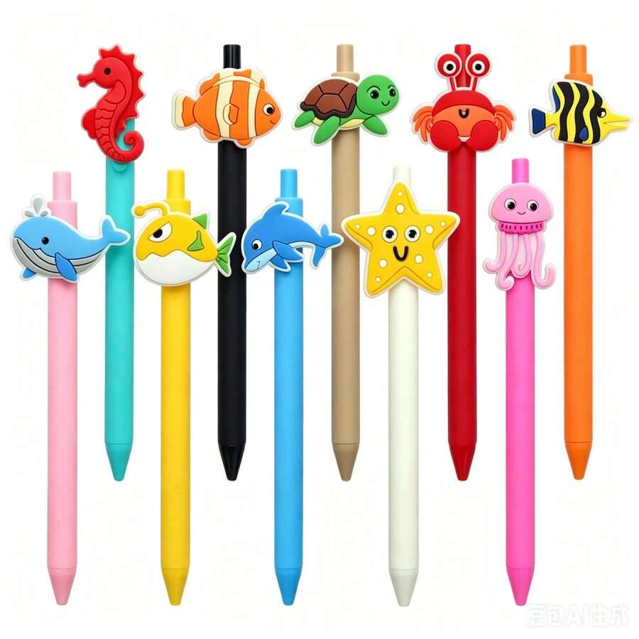 5/10pcs Underwater Animal Series Neutral Pens, Practical & Cute Small Gifts - Underwater Animals Series - View 1