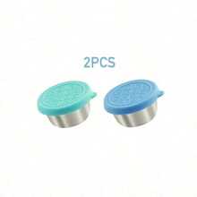 2/4/6/8pcs Reusable Stainless Steel Salad Dressing/Sauce Containers, 1.6oz Leak-Proof Silicone Lids, Suitable For Lunch Box, Work, School, Picnic, Travel, Christmas Party,School Supplies - 6pcs - 查看 7