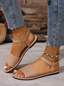 Summer New Floral White Sandals Comfortable Flat Shoes - Brown - View 6