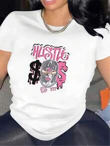 Camiseta para Mujer con Estampado de Texto Motivador, Cuello Redondo, Manga Corta, Diseño Casual, Ideal para Verano - Blanco - Ver 9