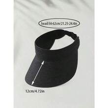 1pc Fashion Straw Visors Women Wide Brim Hats Roll-Up Foldable Summer Beach Visor Hat - Multicolor 4 - View 10