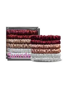 SUNCDELV SLIK 22mm 100% 桑蚕丝发圈 6 件套，无缝自然女士发圈，升级柔软触感发饰 - 彩色 - 查看 9