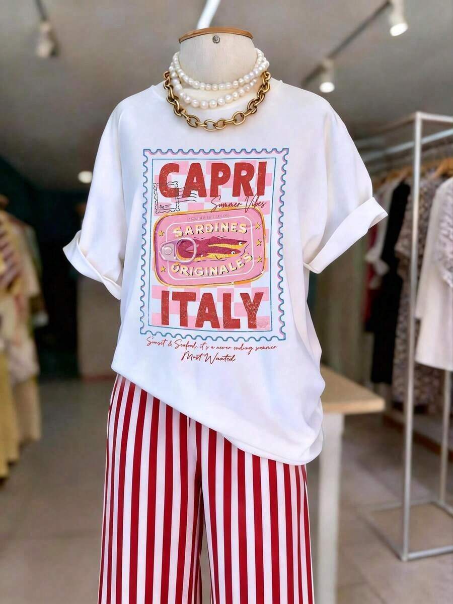 Camiseta de manga corta con cuello redondo para mujer, sin esfuerzo, con tela de alta elasticidad, estilo casual rosa-vintage, estilo urbano, unisex, holgada, de algodón, con cuello redondo. Blusas para mujer. blusas.blusas casuales para dama. - Blanco - Ver 1
