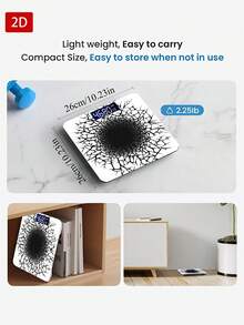 1pc LED Display Electronic Scale, Flat 2D Cracked Black Hole Digital Bathroom Scale, Decorative Weighing Platform - Suitable For Long-Term Use, Meets Household Weighing Needs,Uses AAA Batteries (Batteries Not Included) - Multicolor - View 7