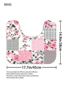 1/3/4件套粉色玫瑰格子拼接浴帘套装,波点花卉乡村风浴室配件,防水浴帘配12个挂钩,防滑浴垫,马桶座套和U型垫,家居卧室浴室装饰 - A - 查看 11